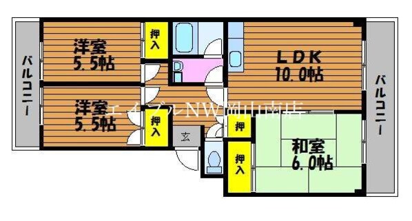 岡山駅 バス30分  岡電バス・並木町2丁目下車：停歩2分 2階の物件間取画像